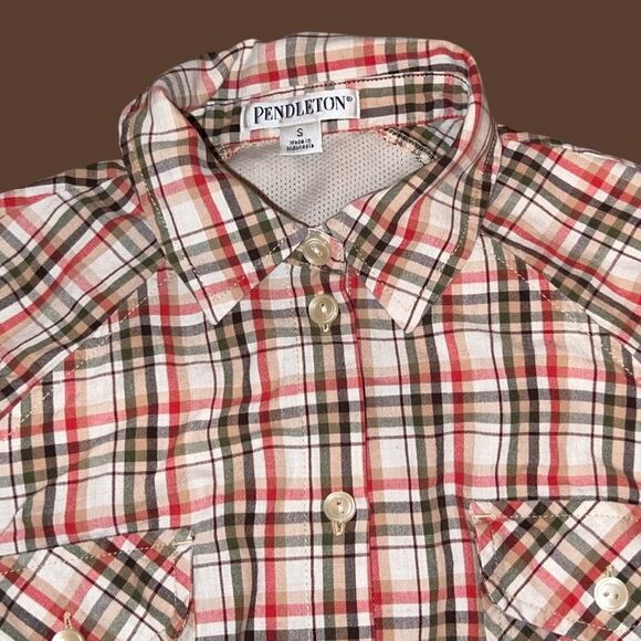 Boys Pendleton Brown/Red Plaid Button Up Size Small - Picture 5 of 7